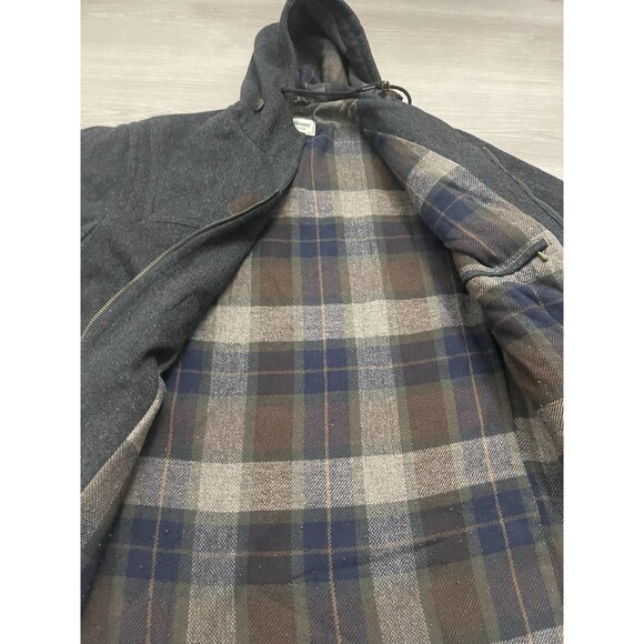 Vintage 90s LL Bean Duffle Coat Men Wool Hooded Toggle Jacket Gray Size small - Picture 16 of 16